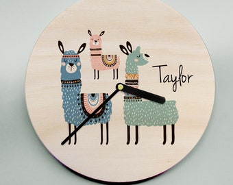 Llama / llama clock / large wall clock / name clock / childs clock / best selling items / personalised gift / customised present / name gift