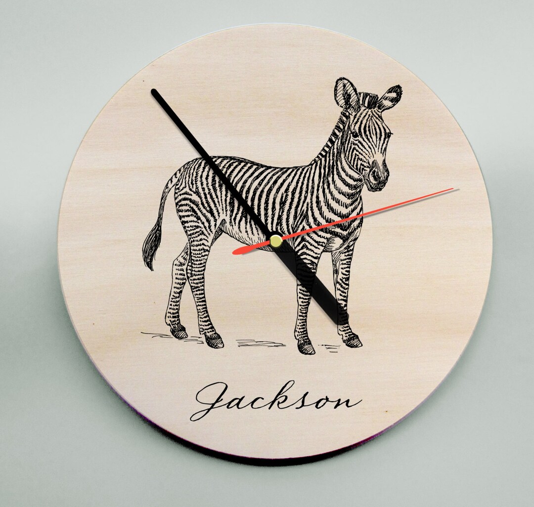 Zebra Clock Wooden Wall Clock / Modern Clock / Personalised Clock / Personalized ...