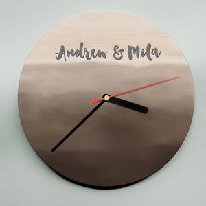 Modern Clock / Wooden Clock / Personalised Clock / Unique Clock / Watercolour Clock / Black Clock / Handmade Clock / Personalized Wedding image 3