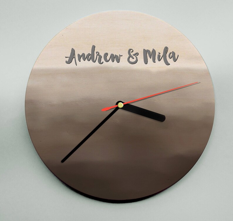 Modern Clock / Wooden Clock / Personalised Clock / Unique Clock / Watercolour Clock / Black Clock / Handmade Clock / Personalized Wedding image 3