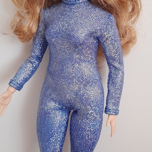 Turtleneck catsuit for 1/6 scale Curvy fashion dolls - fancy/sparkling colors