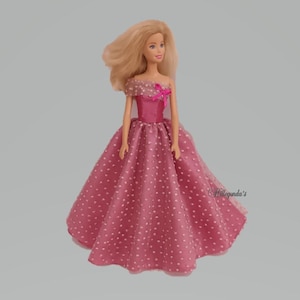 Rose pink dress for 1/6 scale 11.5&quot; fashion dolls