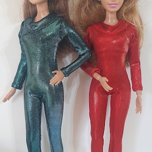 Broad-collar catsuit/jumpsuit for 1/6 scale 11.5&quot; fashion dolls - sparkle colors