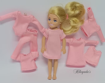 Clothing set for 5.5" little sister doll - solid colors