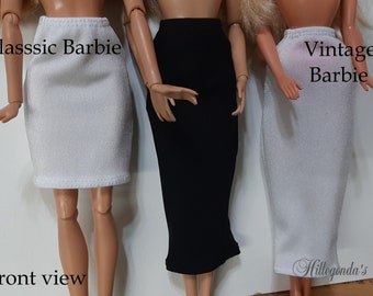 Knee length Lycra/spandex skirt/slip for 11.5" fashion dolls - solid colors