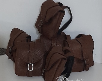 Brown faux leather backpack for 11.5" fashion dolls