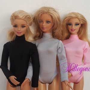 Long sleeve turtle neck leotard for 11.5" fashion dolls - solid colors