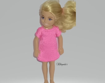 Short sleeve dress for 5.5" little sister doll - solid colors