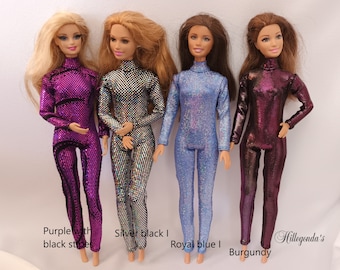 Turtleneck catsuit for 11.5" fashion dolls - various fancy/sparkling colors available