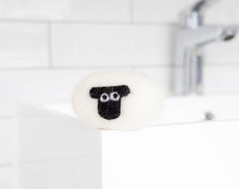 Felted Lanolin Soap: Suffolk Sheep, British Wool Exfoliating Soap