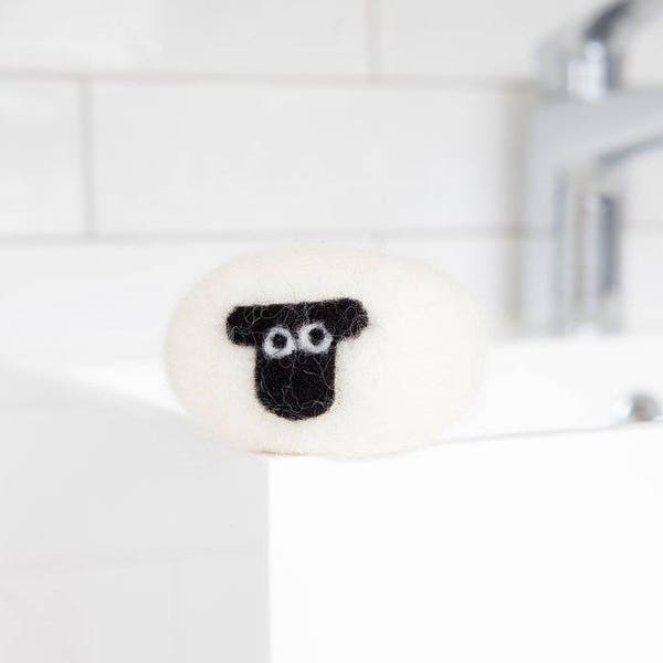 Felted soap - Suffolk sheep. Enriched with lanolin and wrapped in British wool. Naturally exfoliating and antibacterial