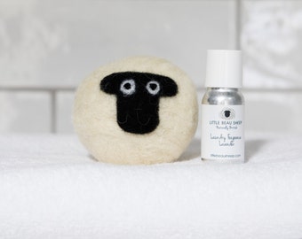 Laundry Ball and Oil Set, Suffolk Sheep. The natural way to scent your laundry with  Lavender pure essential laundry fragrance