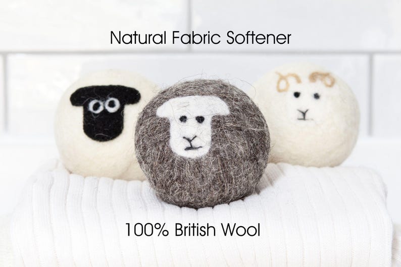Bolas para secadora con forma de oveja – Suavizante natural – Lavandería sin plástico – 100 % lana británica - Oveja inglesa imagen 1