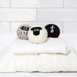 Wool dryer balls, pack of 3 classic mixed sheep felted laundry balls, reusable, chemical free laundry, natural fabric softener