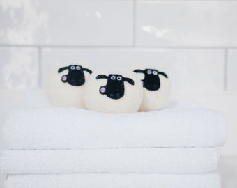 Shaun the Sheep x Little Beau Sheep Wool dryer balls, pack of 3, reusable, chemical free laundry, natural fabric softener