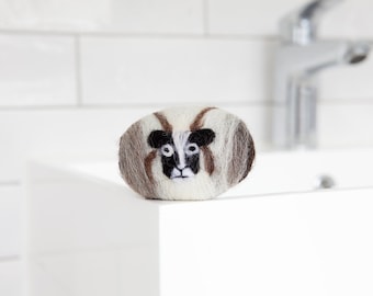 Felted soap - Jacob sheep, lanolin soap bar and flannel in one, naturally exfoliating and antibacterial