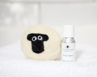 Laundry Ball and Oil Set, Suffolk Sheep. The natural way to scent your laundry with lightly fragranced Laundry oil.