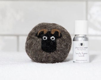 Laundry Ball and Oil Set, Shetland sheep, the natural way to scent your laundry with Lavender pure essential Laundry oil.