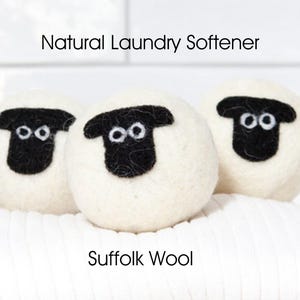 Bolas de lana para secadora – Suavizante natural para la ropa, sin plástico, 100 % lana de oveja Suffolk británica.