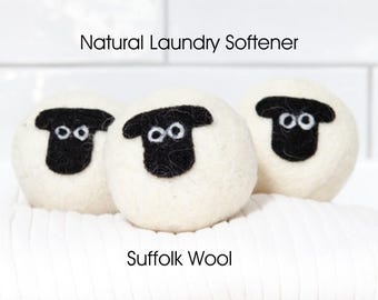 Boules de séchage en laine - Adoucissant naturel, sans plastique, 100 % laine de mouton britannique du Suffolk