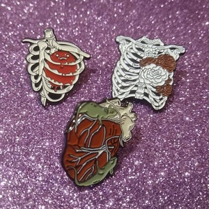 Skeleton rib cage and rats and  heart pin Christmas ,Alternative Christmas stocking filler
