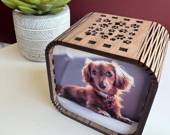 Personalized Pet Photo Cube: Custom Audio Keepsake, Dog or Cat Memorial