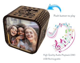 Personalised Group Gift | Photo cube with audio playback (for voicenotes, voice messages or music)