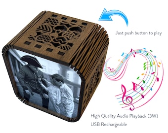 Personalised Bereavement Gift - photo cube with integrated audio playback (voice or music)