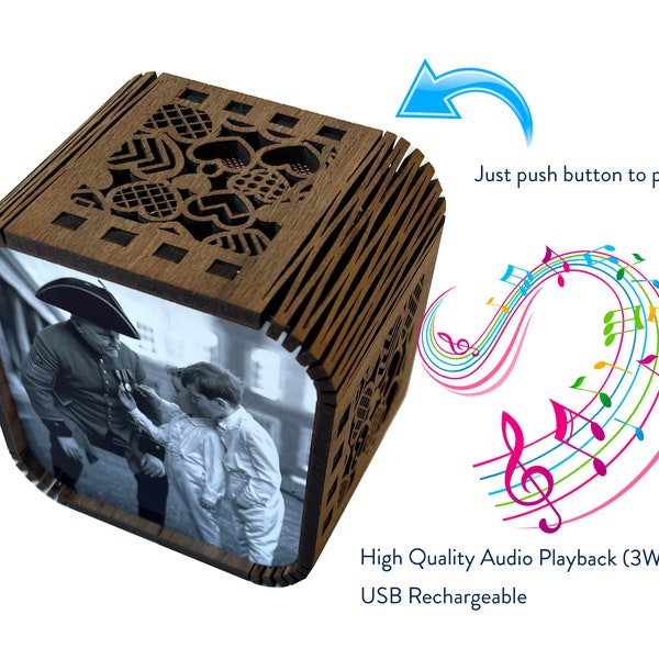 Personalised Bereavement Gift - photo cube with integrated audio playback (voice or music)