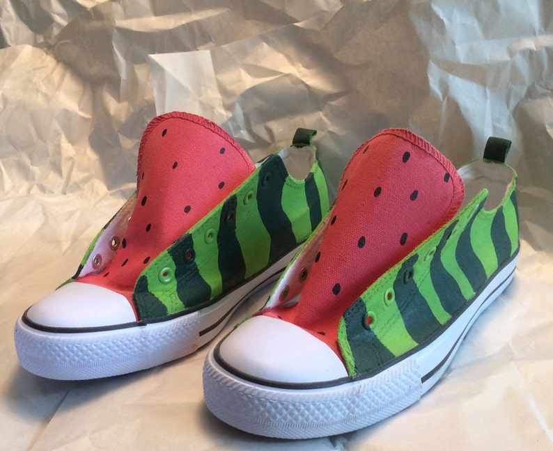 Watermelon Canvas Shoes Original Design and Hand Painted Etsy