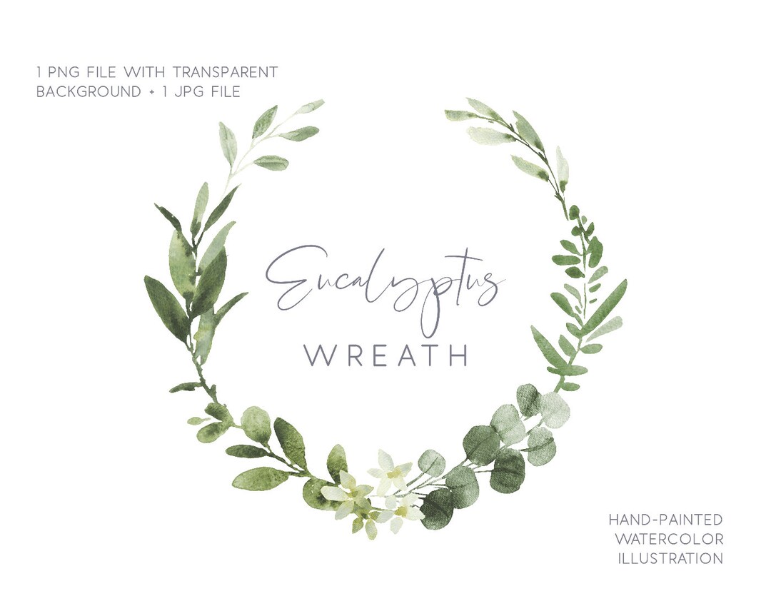 Eucalyptus Wreath Clipart, Watercolor Wedding Greenery Wreath. - Etsy ...