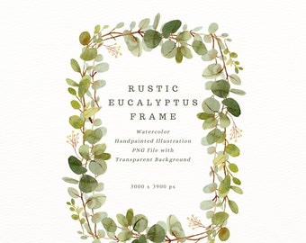 Eucalyptus foliage frame. Eucalyptus wedding invitations art. Eucalyptus greenery. Rustic wedding stationery art. REF