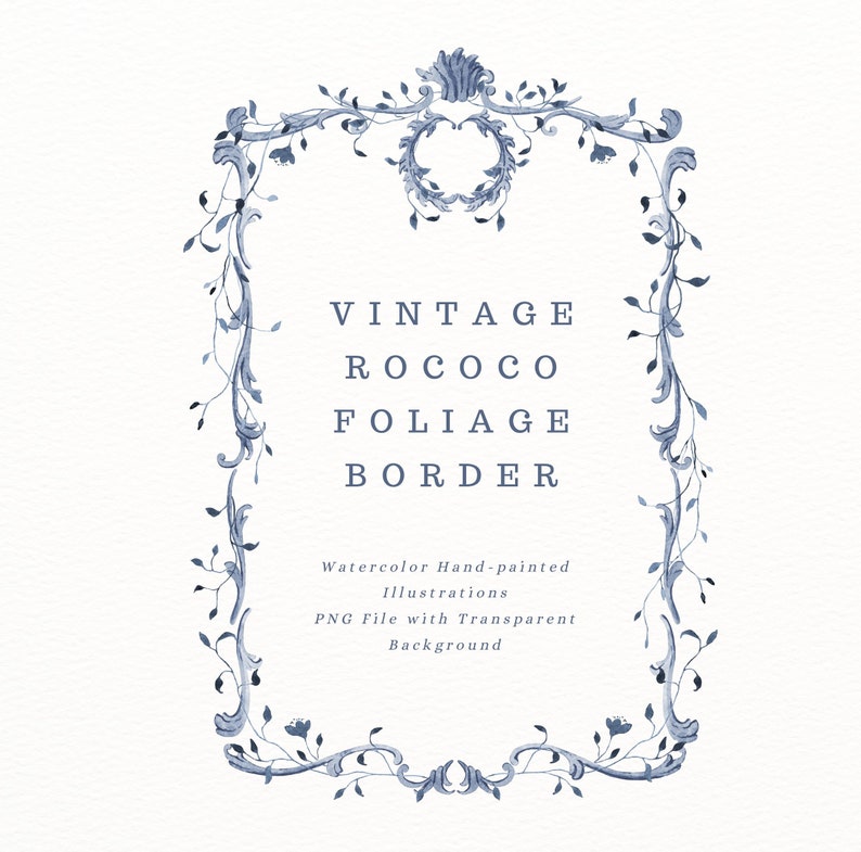 Vintage Rococo Foliage Ornate Border Clipart. French Styled Frames With ...