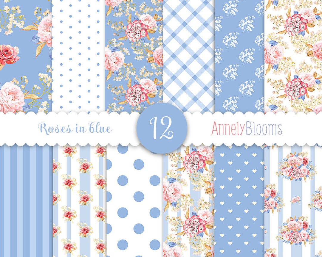 Shabby Chic Digital Paper, Seamless Pattern, Nancy Rose Pattern, Floral ...