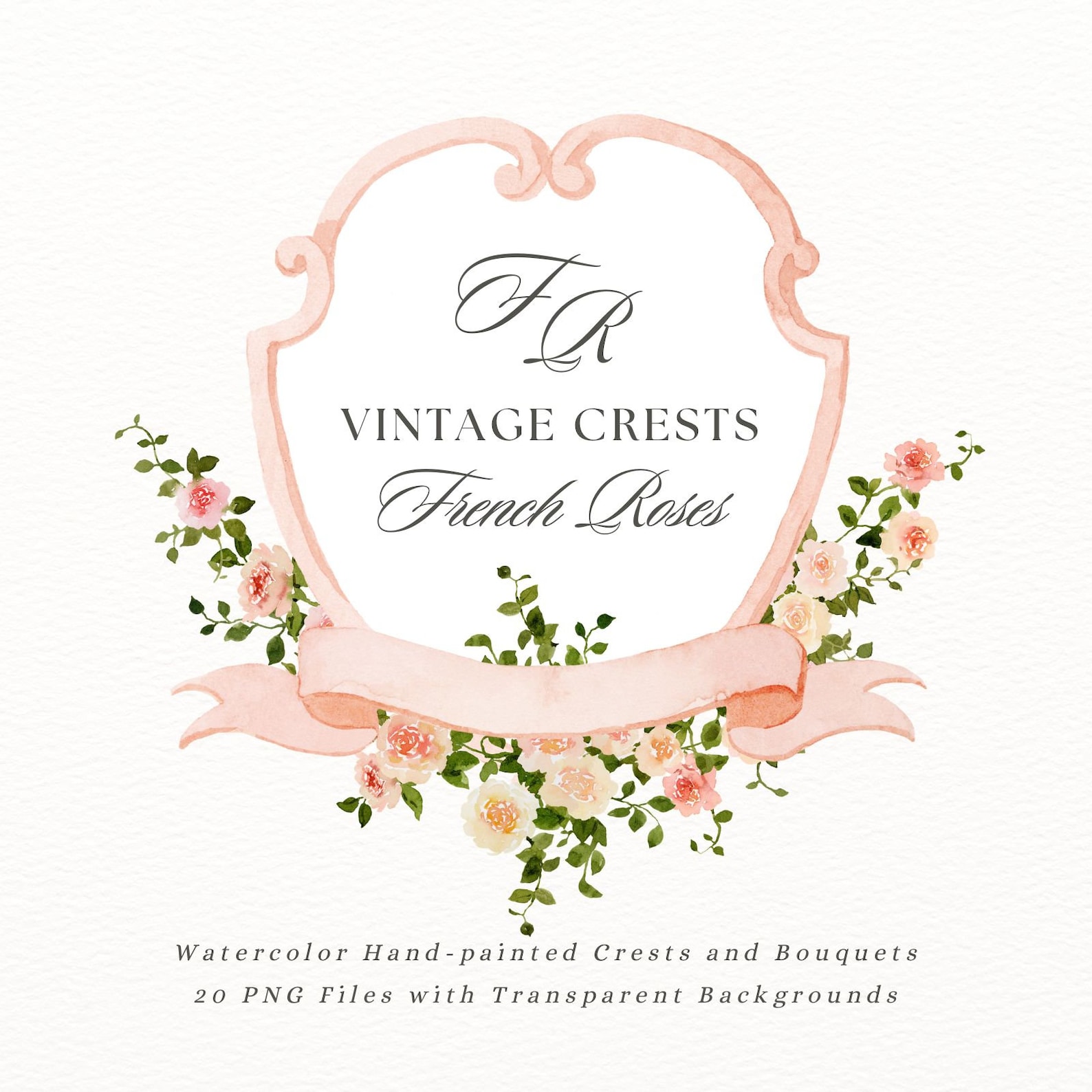 Crests and Monograms With Roses Clipart. Baroque Wedding Invitation ...