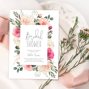 Elegant watercolor clipart with roses and eucalyptus greenery, Single elements, bouquets and a frame, Wedding clipart, ELN image 5