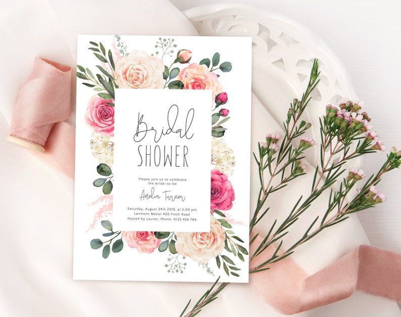 Elegant watercolor clipart with roses and eucalyptus greenery, Single elements, bouquets and a frame, Wedding clipart, ELN image 5