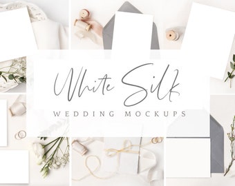 White Silk wedding mockup bundle, Eucalyptus mockups.