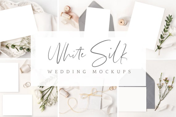 Download White Silk Wedding Mockup Bundle Elegant Mockups For Your Etsy