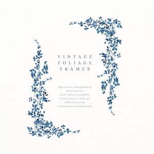 Vintage foliage border clipart. Antique wedding invitation decor. Wedding stationery art.