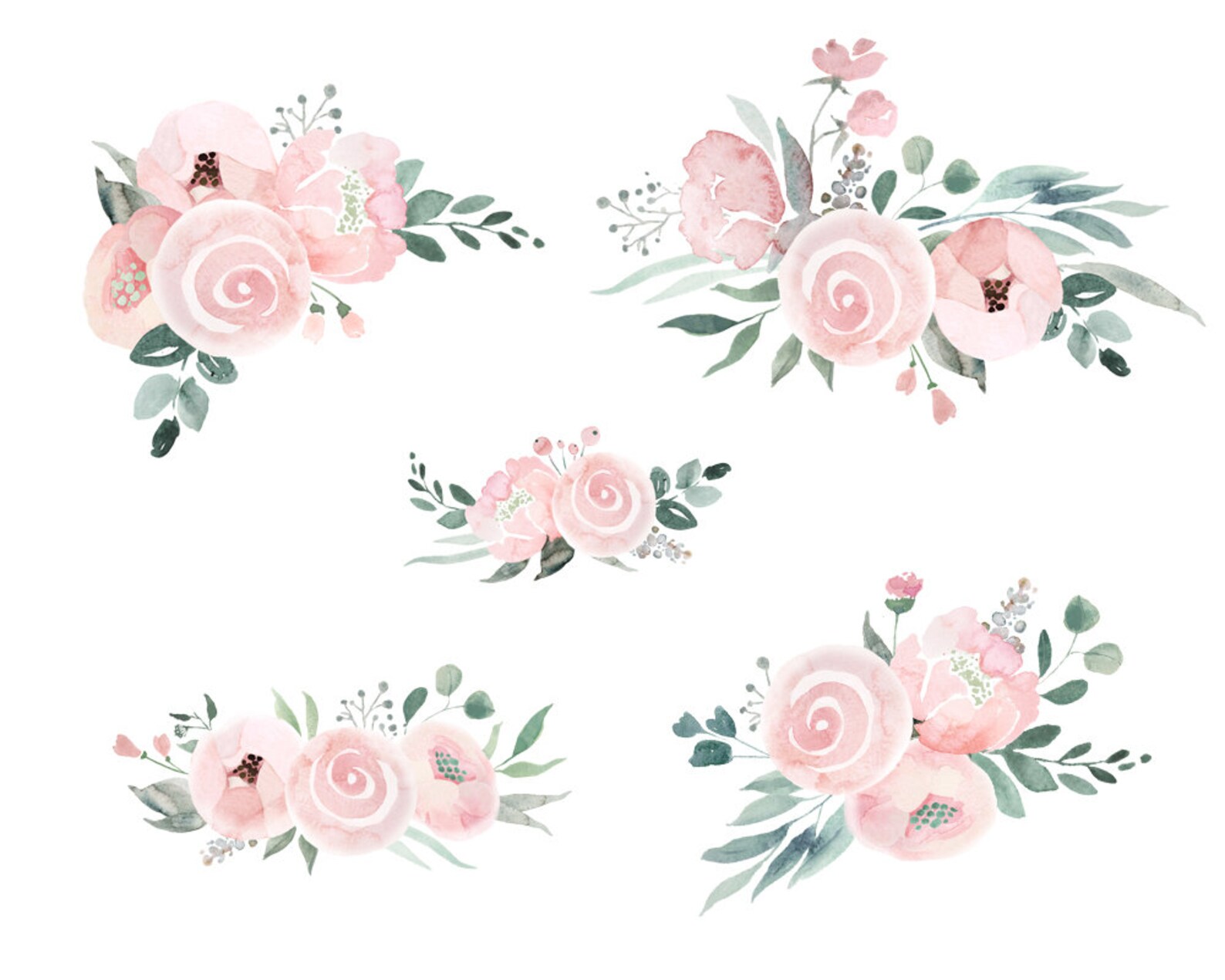 DUSTY PINK ROSES Clipart Watercolor Roses Roses Bouquets Etsy