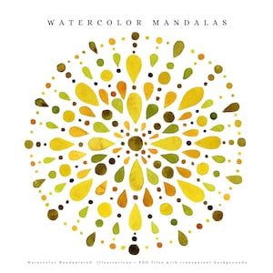 Hand-painted mandalas in earth colors, Watercolor mandala clip art, Colorful boho mandala, Bohemian, tribal decoration, PNG