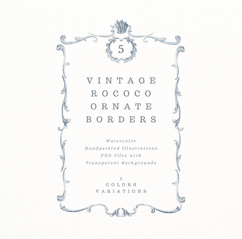 Vintage Rococo Ornate Border Clipart. French Styled Frames With ...