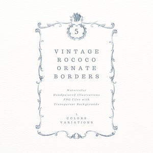 Clipart bordo ornato rococò vintage. Cornici in stile francese con monogrammi. Decorazione antica dell'invito di nozze. Arte di cancelleria per matrimoni.