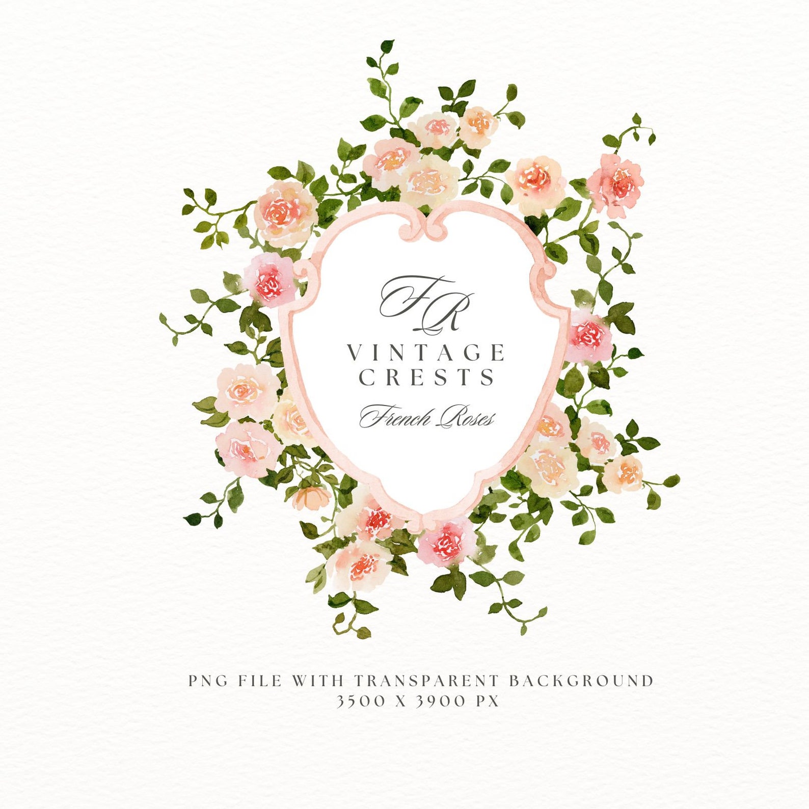 Crests and Monograms With Roses Clipart. Baroque Wedding Invitation ...