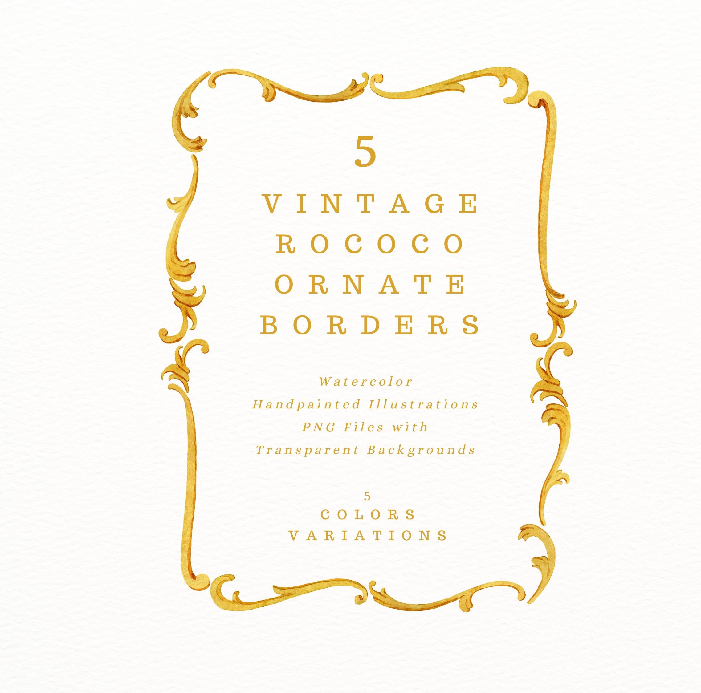 Vintage Rococo Ornate Border Clipart. French Styled Frames With ...