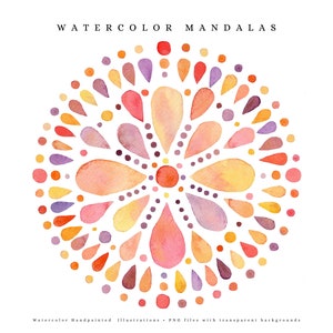 Mandala astratti dipinti a mano, clipart mandala acquerello, mandala boho colorato, Boho, decorazione tribale, PNG