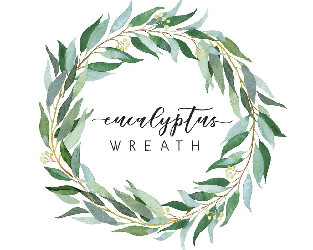Eucalyptus wreath Watercolor illustration Wedding greenery | Etsy