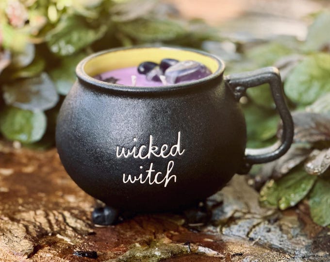 Wicked witch cauldron candle