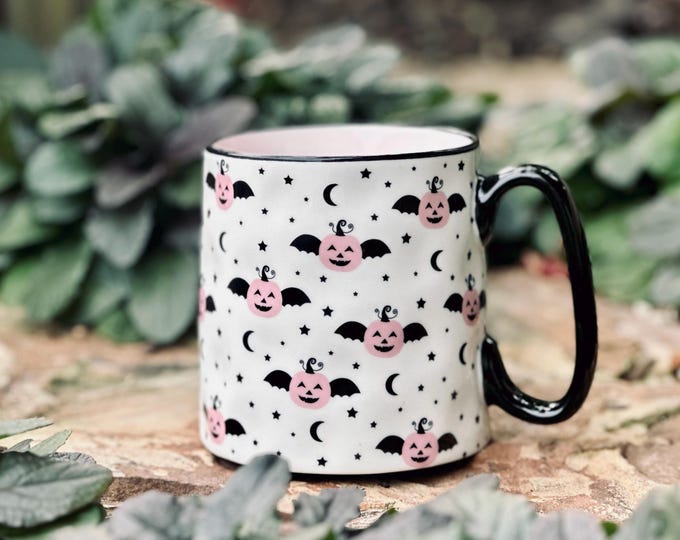 Pumpkin bats emotional healing candle mug